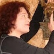 Julie Ann and her garden gargoyle Argyle