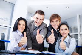 Annoying young business people being way too enthusiastic about business.